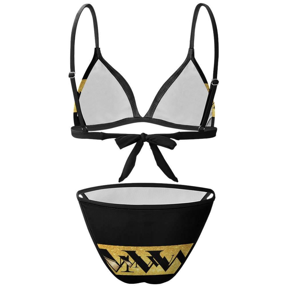MW Black and Gold Sexy Two Piece Bikini Swimsuit